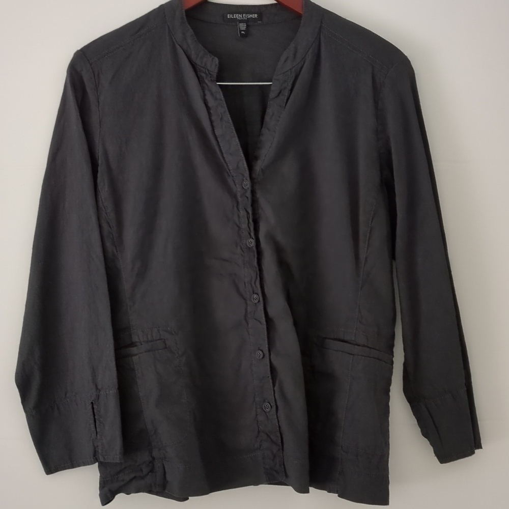 Eileen Fisher Linen Mix Summer Lightweight Layering blazer Closet Staple Sz LP